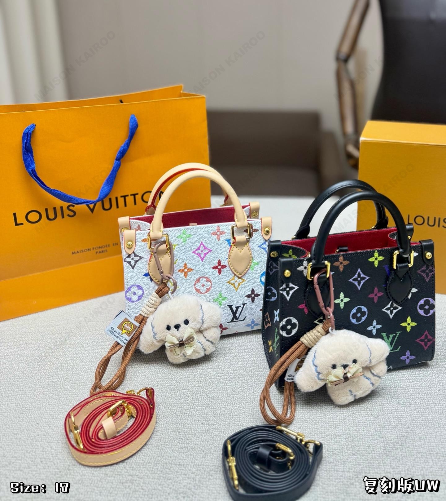 Louis Vuitton LV x TM OnTheGo BB Multicolor Monogram Canvas Crossbody Strap Top Handle Tote Bag - KAIROO
