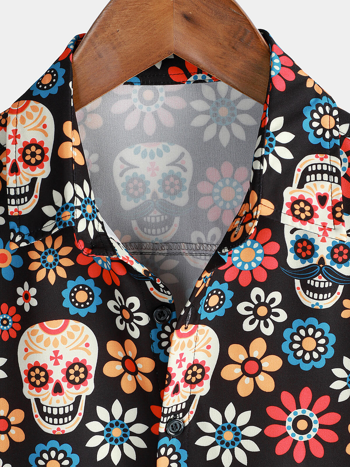 Men's Sugar Skull Punk Rock Holiday Beach Summer Short Sleeve Shirt