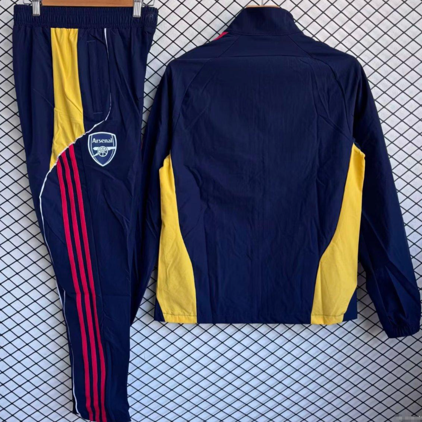 25/26 Arsenal Navy Blue with Red Full zipper Jacket Tracksuit+ long pants S-2XL
