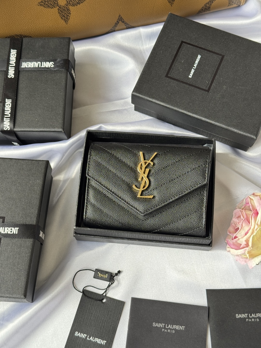 Saint Laurent Black Cassandre Card Holder