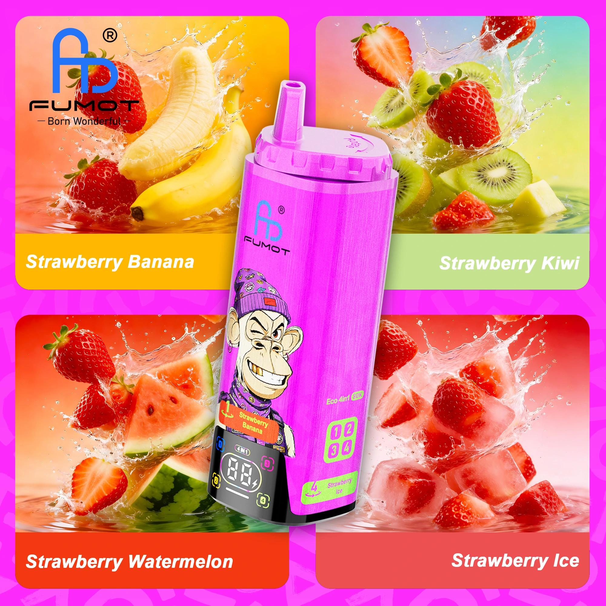 FUMOT 80K 4in1-Strawberry Banana&Strawberry Kiwi&Strawberry Watermelon&Strawberry Ice - Vaba Vaba