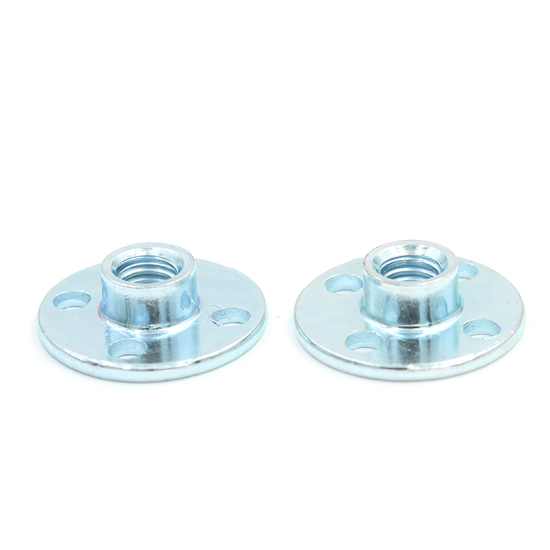 Factory Customization Zinc Plated Round Base T Nut M8m20 Plate Iron Round Base Tee Nut with Four Holes Round Nut