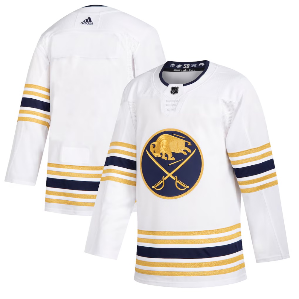 Customizable Buffalo Sabres adidas White 50th Season and Cream jersey