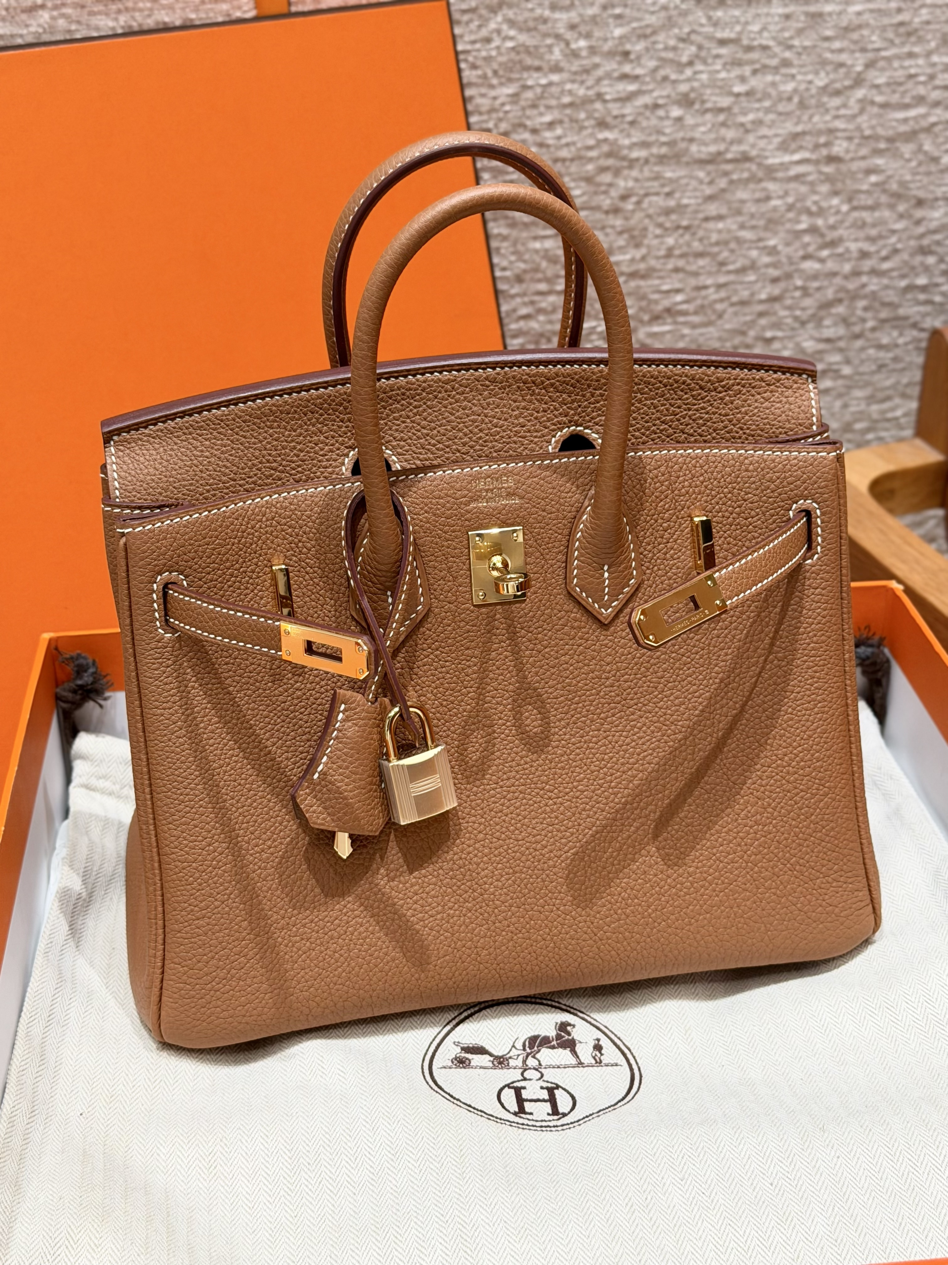 Hermes Gold Togo Birkin 25 Bag