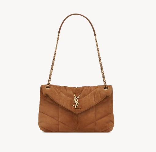 Saint Caramel Suede Small Puffer Bag