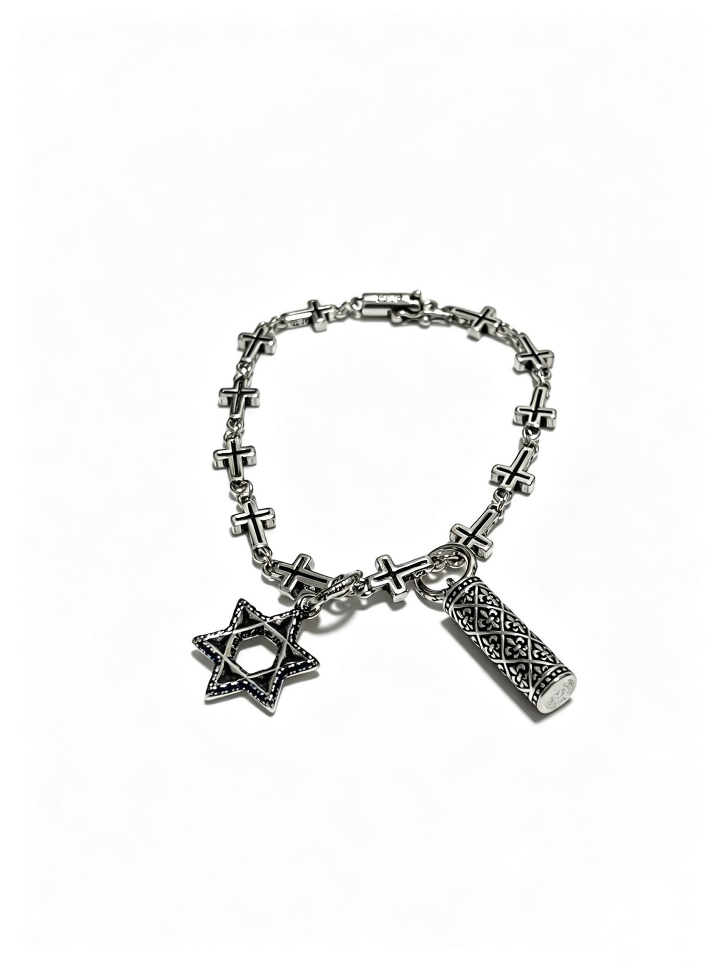 Chrome Hearts Oxidized Silver Unisex Bracelet