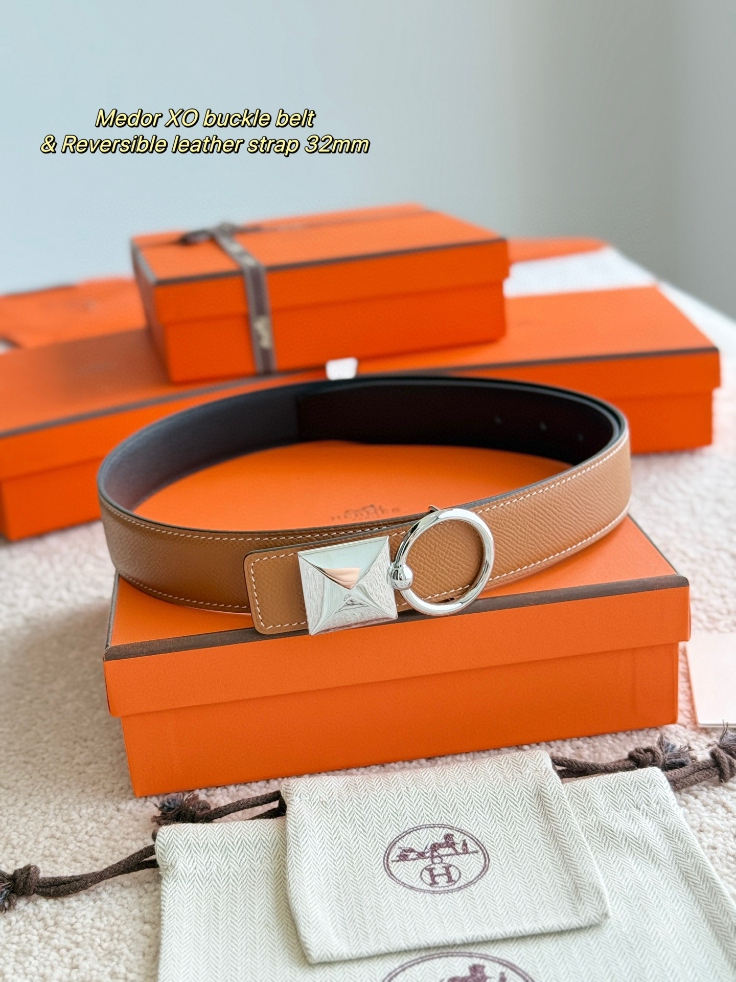 Hermes Medor XO Reversible Leather Belt 32mm