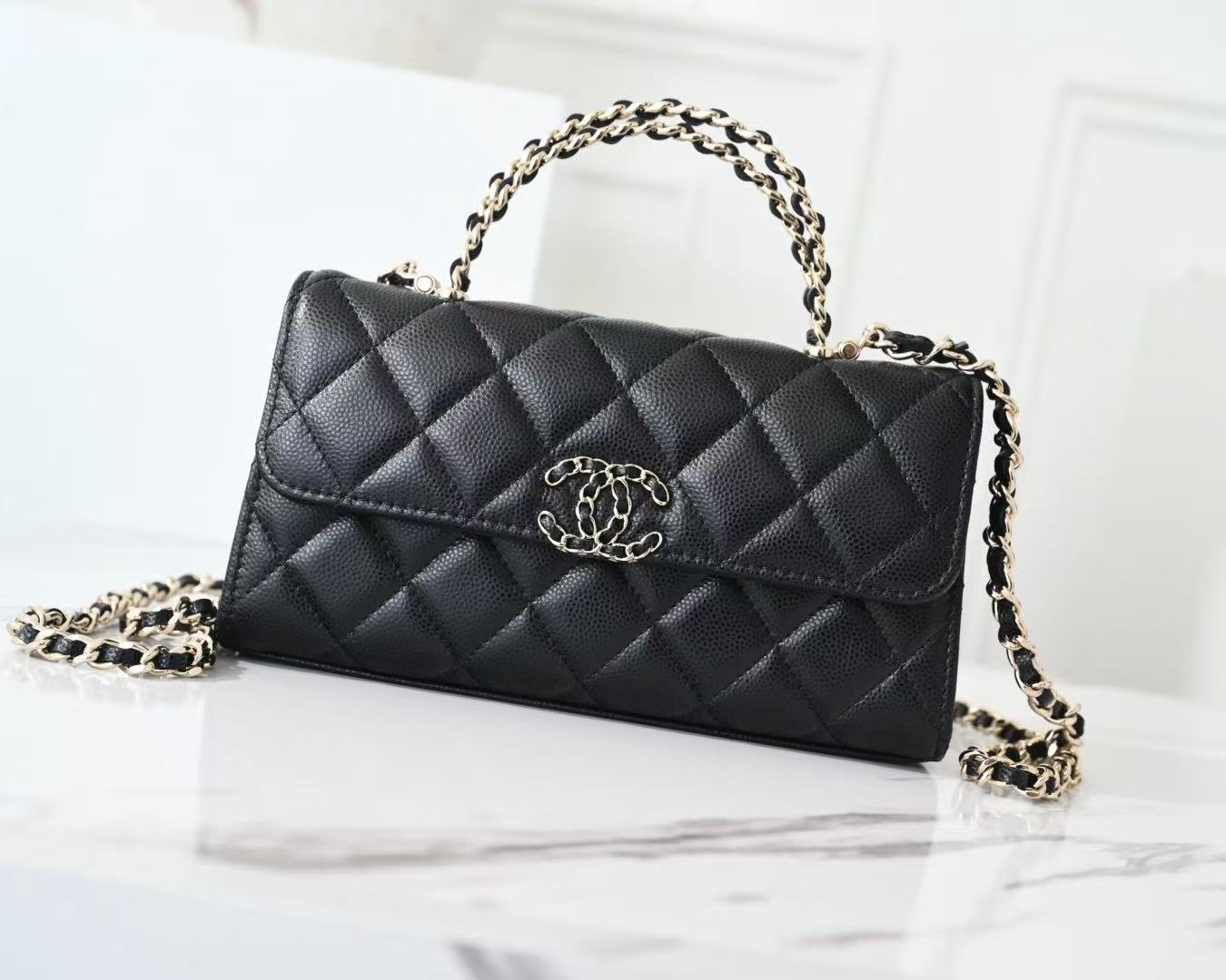 Chanel Mini Kelly 25s Black Gold Handbag