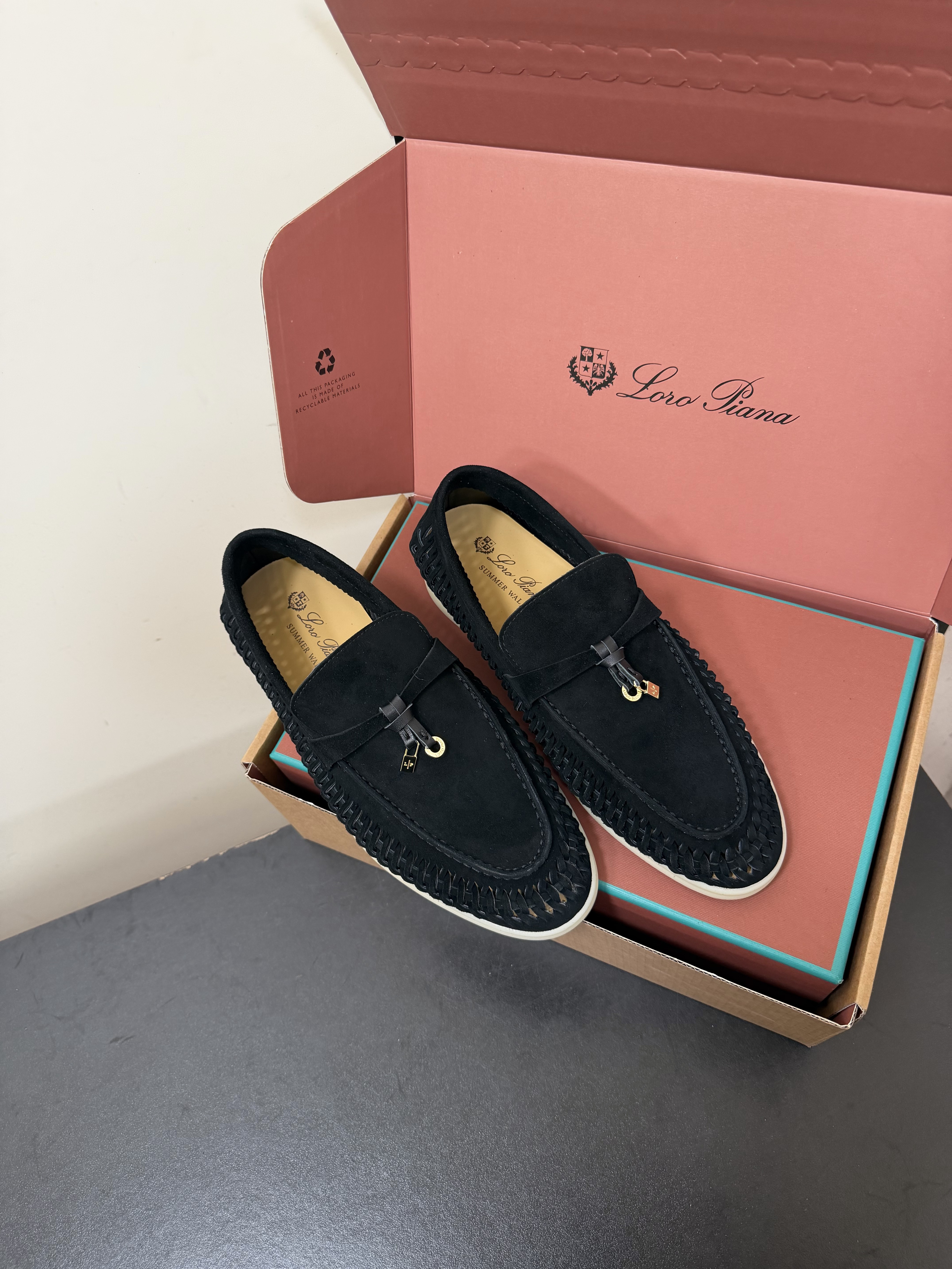 Loro Piana  Unisex Woven Suede Loafer
