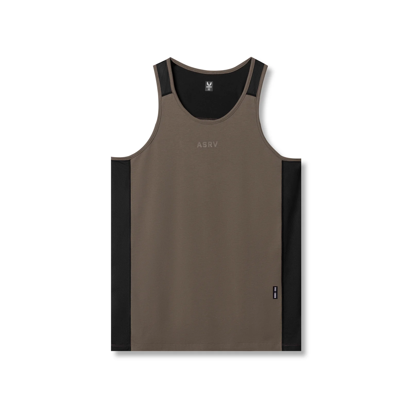 0809. Supima Mesh Panel Training Singlet - Deep Taupe
