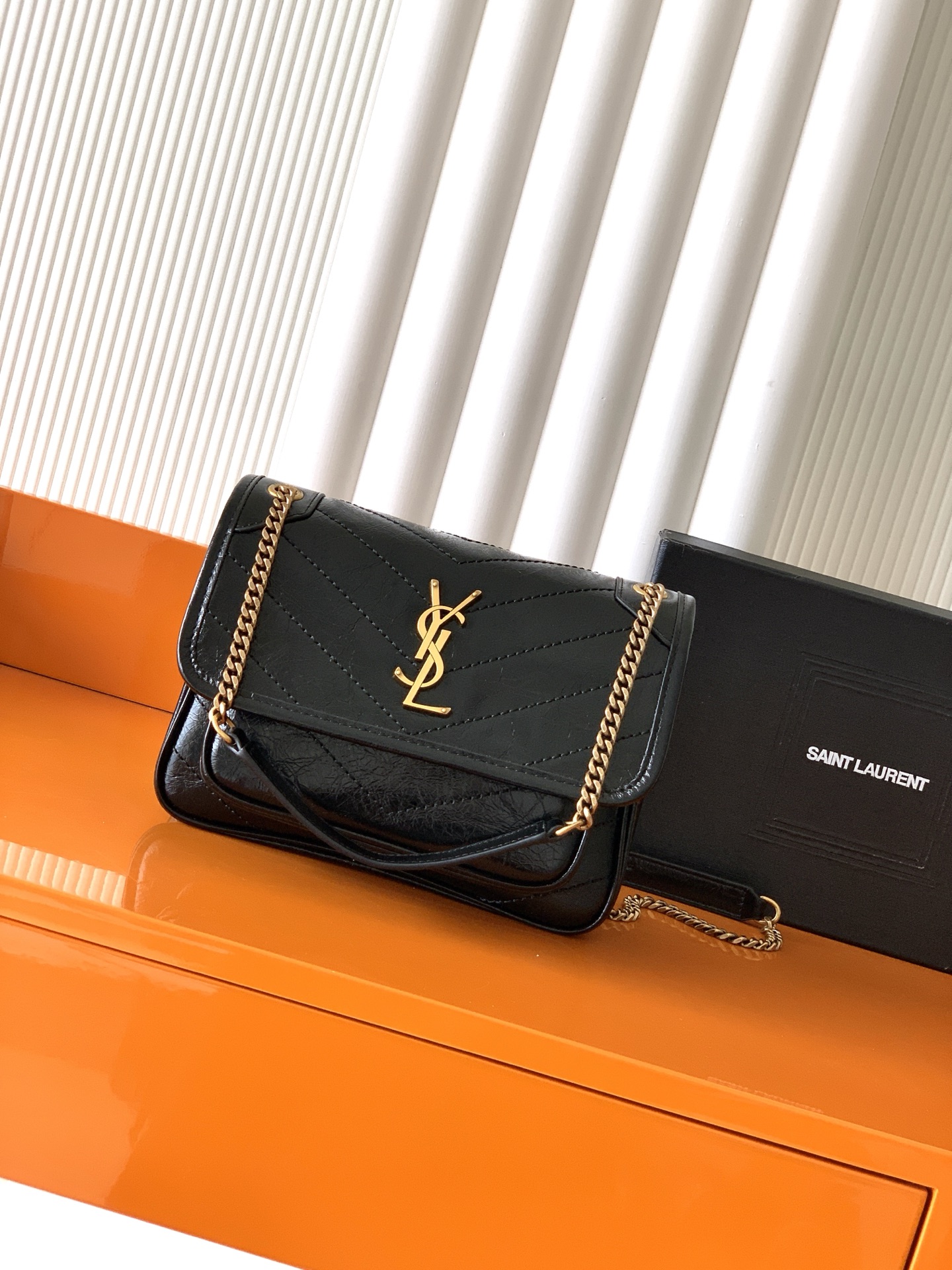 Saint Laurent Black Vintage Leather Small Niki Bag