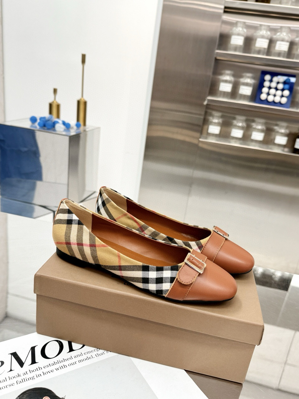 Burberry Check and Leather Ballets