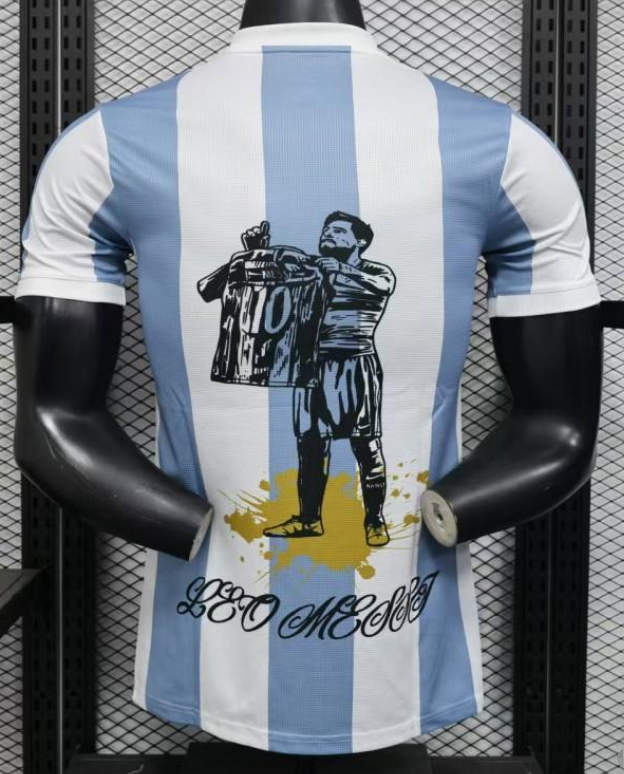 Player Version 2025 Argentina Blue with Messi Celebration Print Jersey