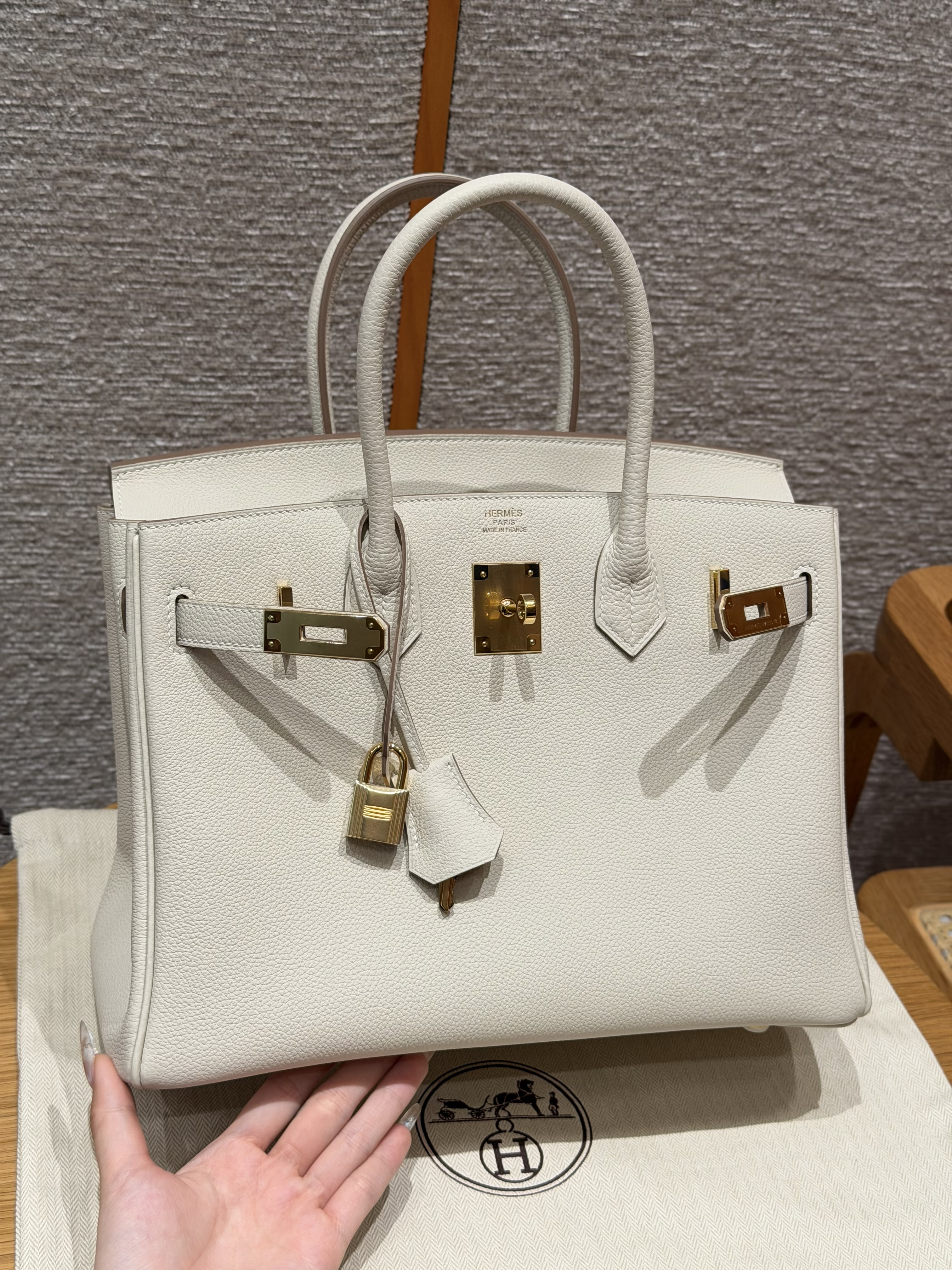 Hermes Craie Togo Birkin 30 Bag
