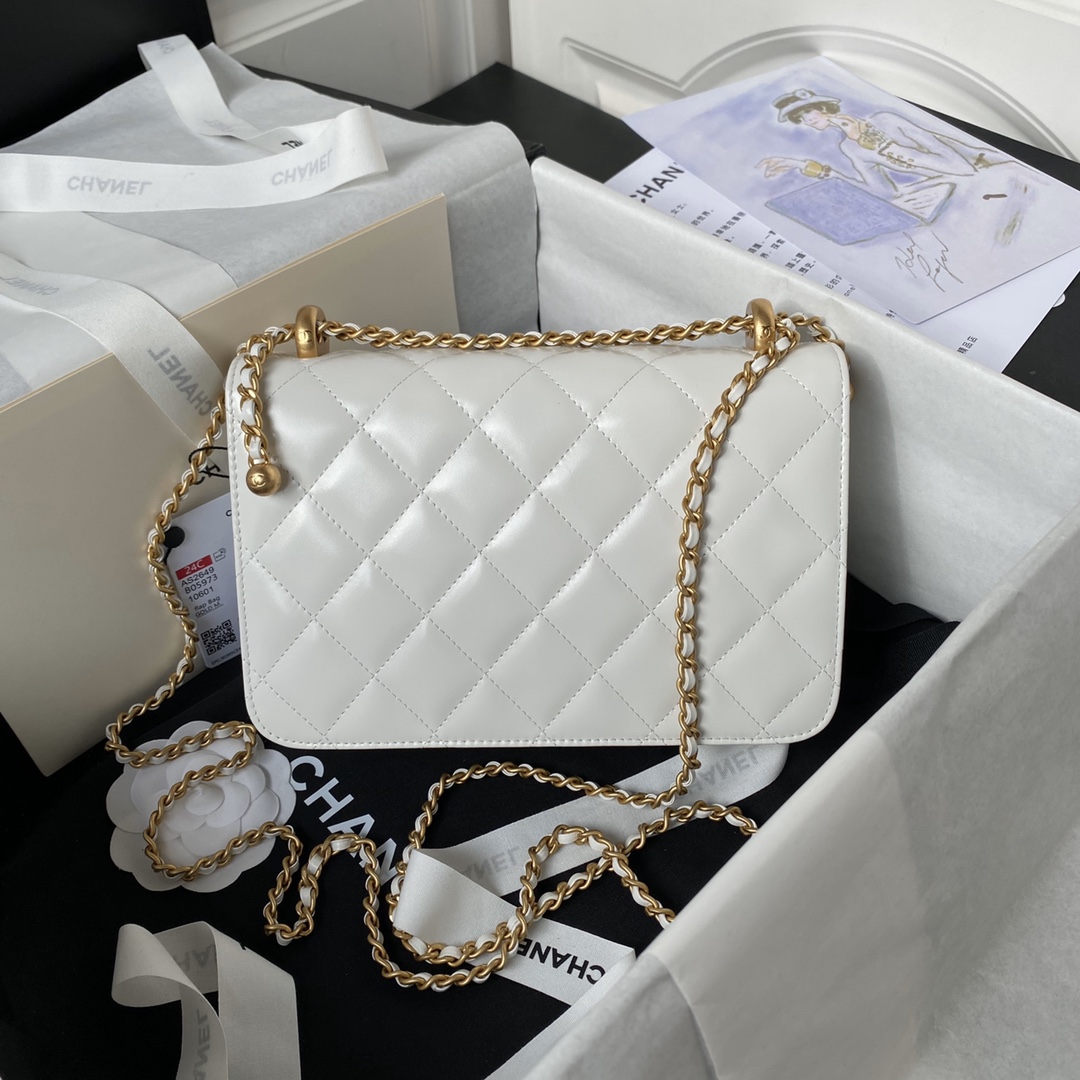Chanel Spring Summer 2026 Small bag in White Shiny Calfskin