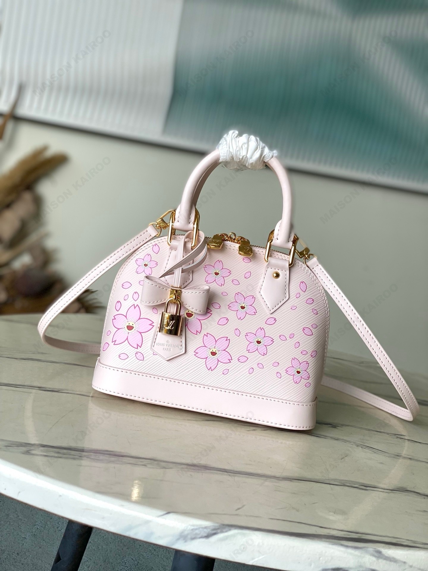 Louis Vuitton LV x TM Alma Nano & BB Pink Cherry Blossom Monogram Canvas Dome Top Handle Crossbody Bag - KAIROO