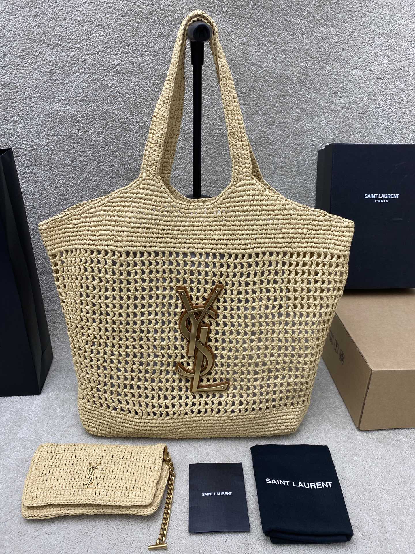Saint Laurent Natural Raffia Maxi Icare Shopping Bag 772191