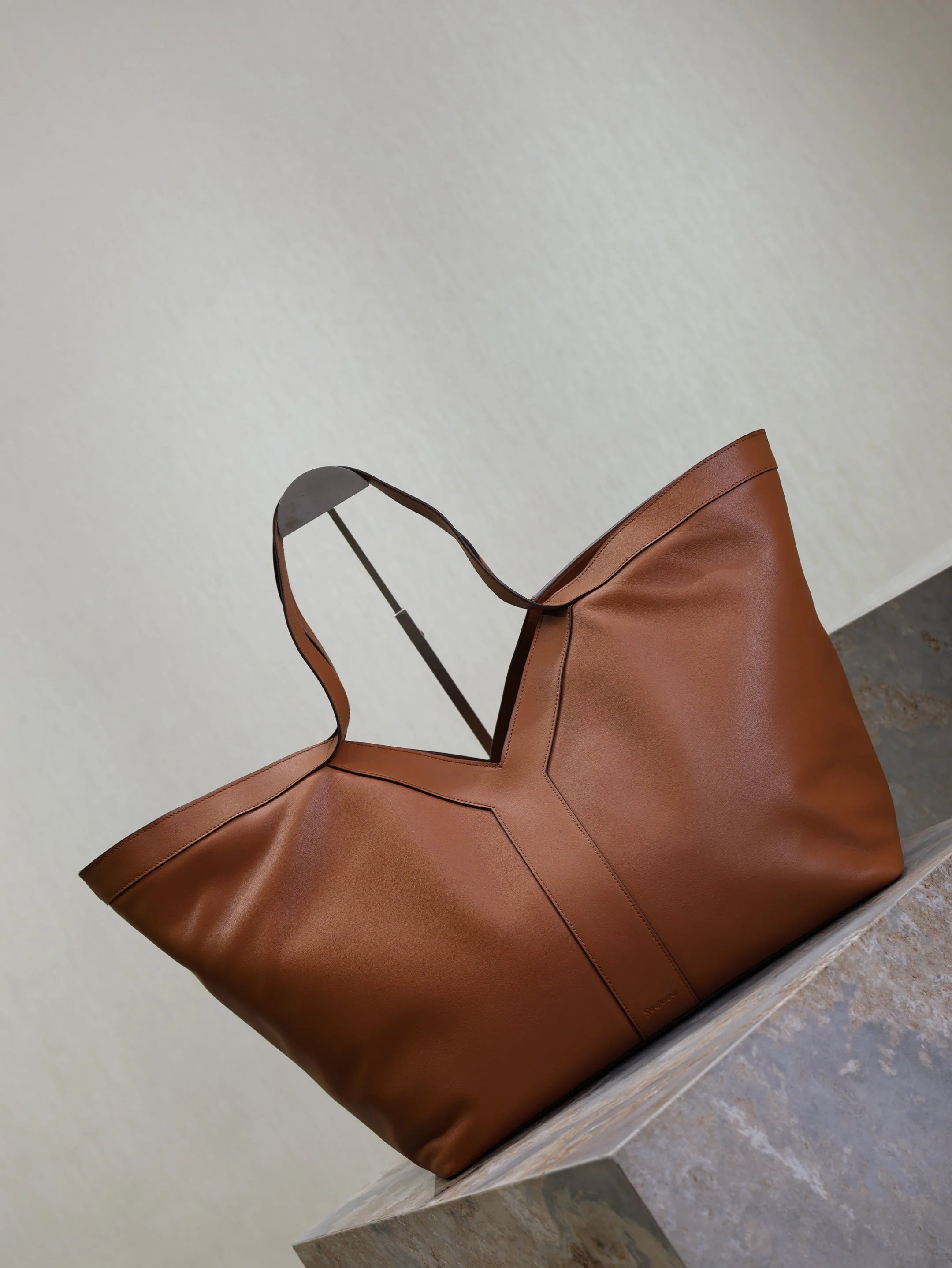 Saint Laurent YSL  Tote Bag Brown Cowhide