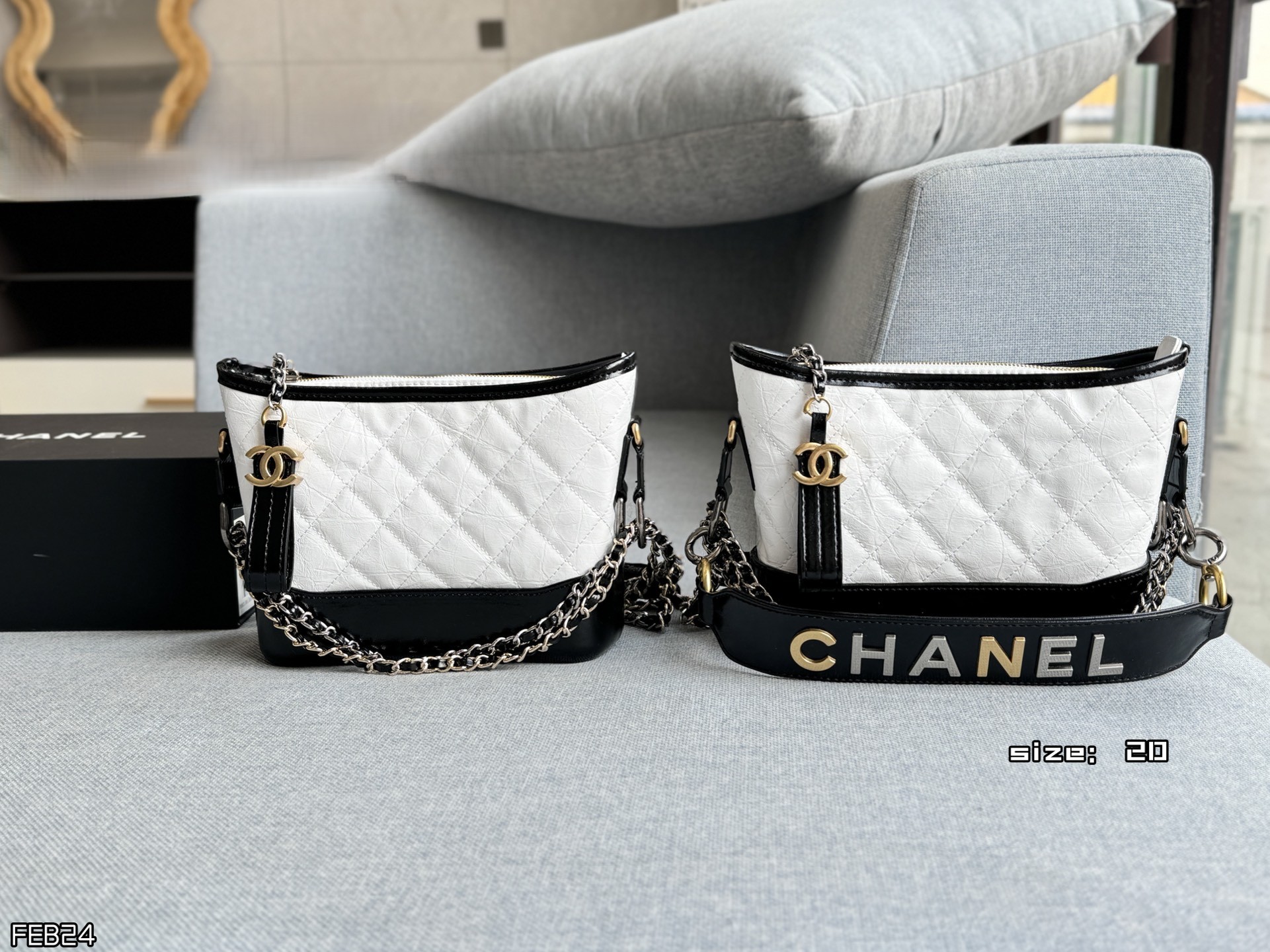 Chanel Gabrielle Small Diamond Quilted Aged Leather Chain & Letter Strap Shoulder Hobo Bag - KAIROO