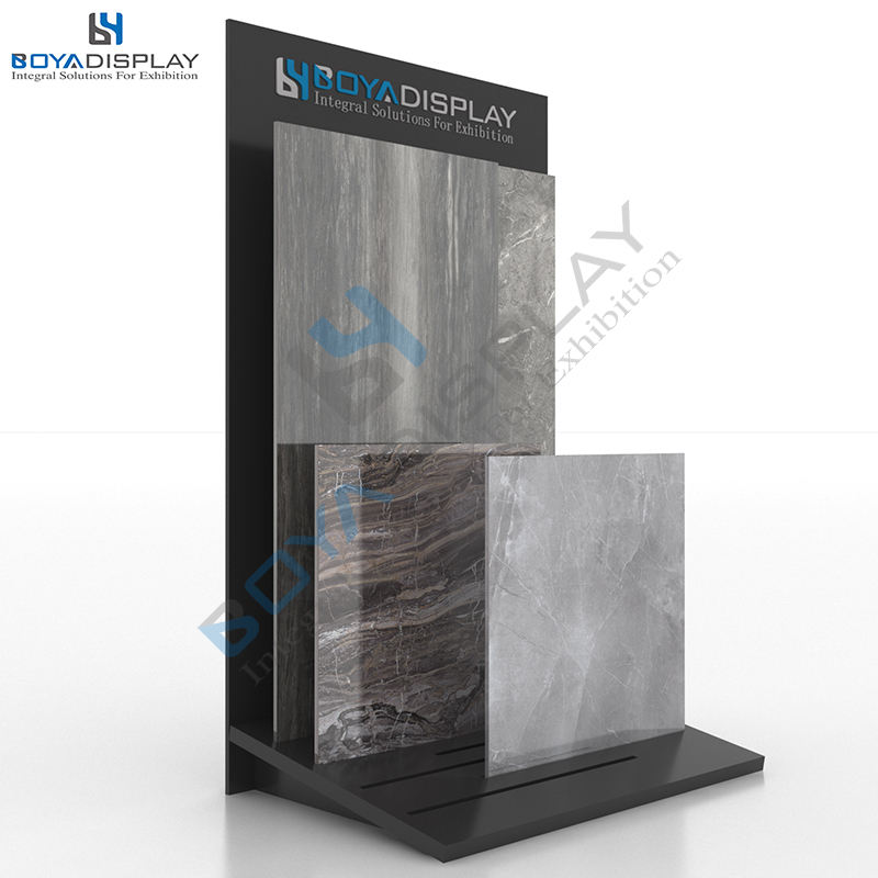 Customized Logo Heavy Duty Industrial White Ceramic Tile Slots Decorative Stone Quartz Marble Display Wood Flooring Rack Display