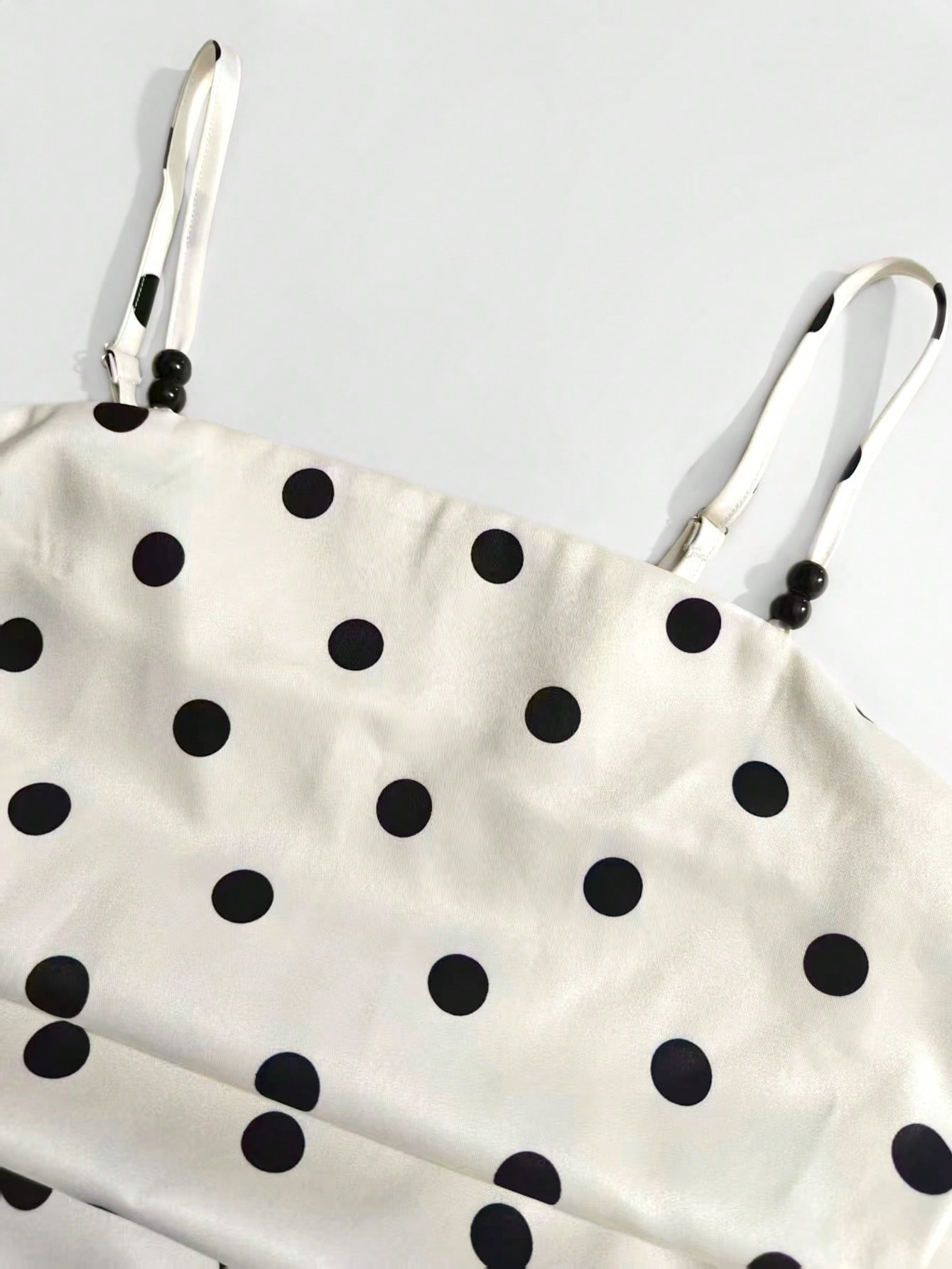 Women's Polka Dot Pearl Ruffle Slip Mini Dress