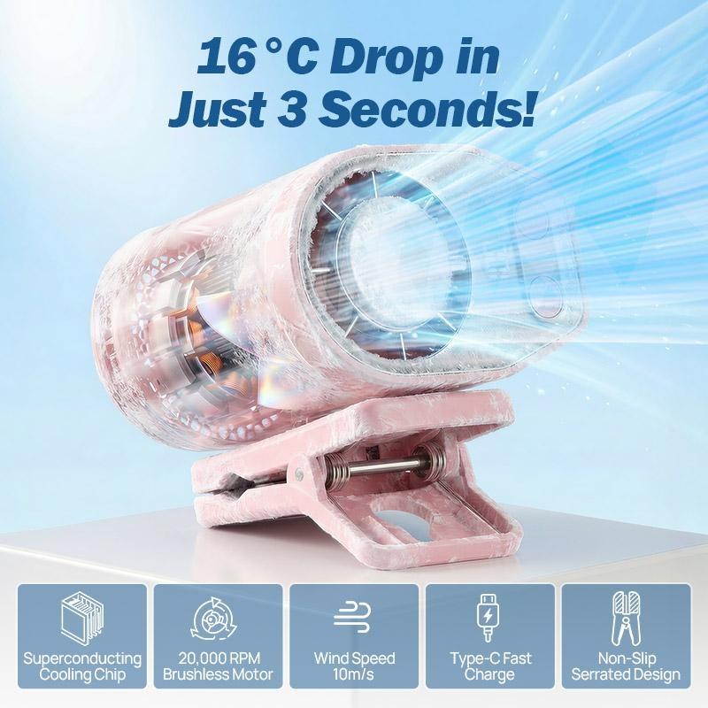 Car Clip-On Fan - 100-Speed Digital Ice Cooling Fan with LED Display, 360° Sun Visor Fan (3000mAh)