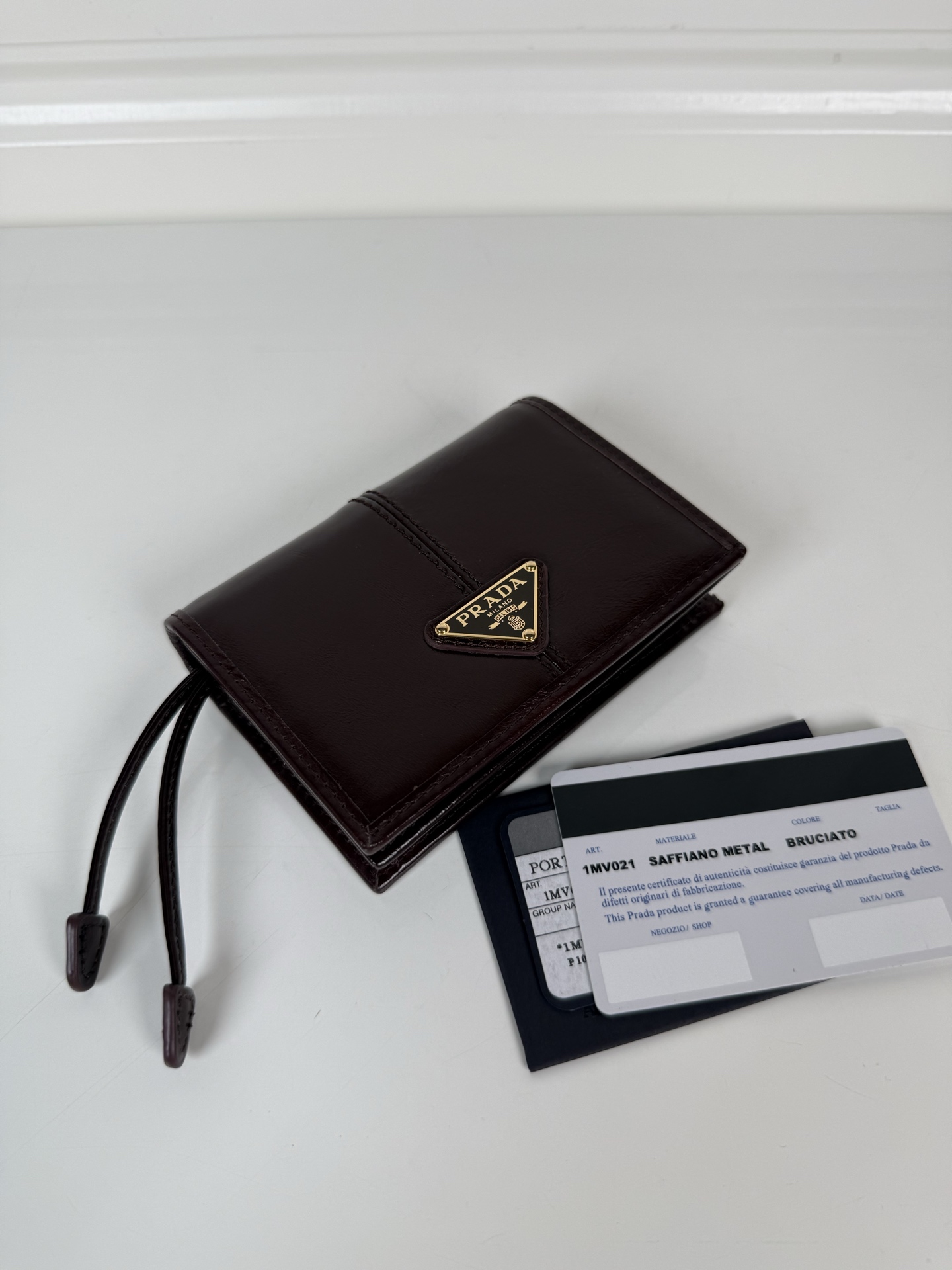 Prada Calfskin Small Wallet-Burgundy