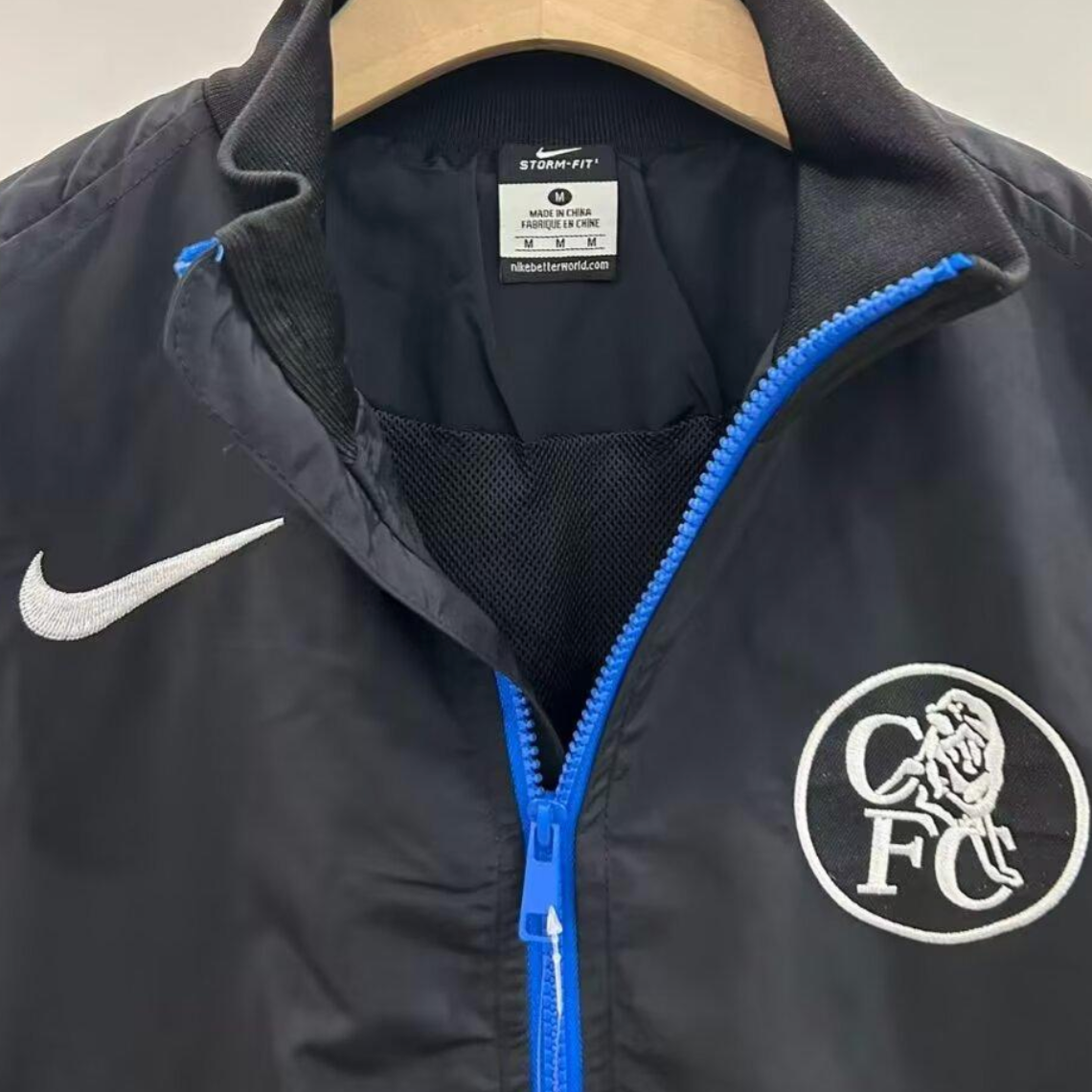 25/26 Chelsea Black Full Zipper Windbreaker S-XXL