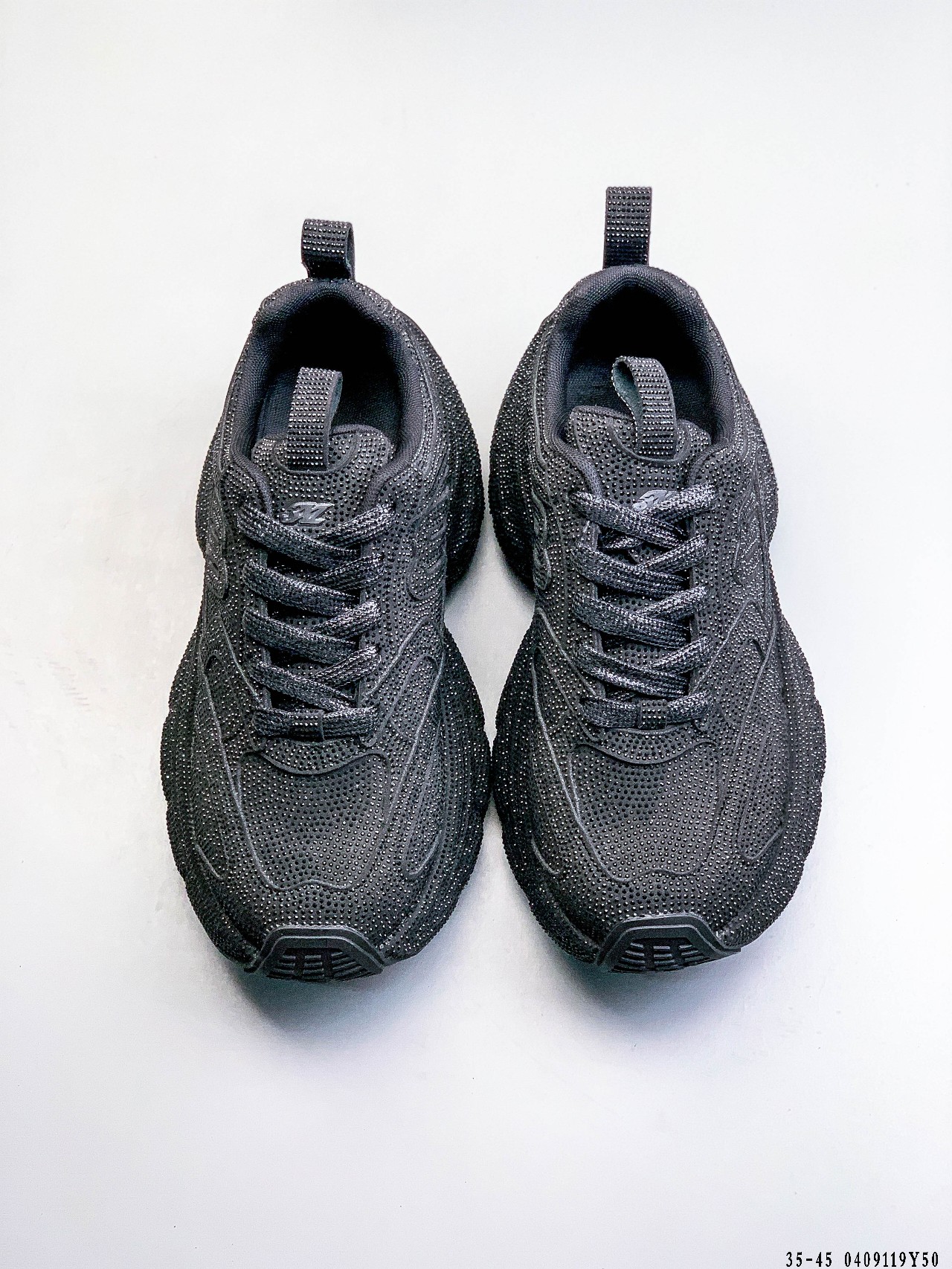 Balenciaga 3XL Black All-over Rhinestone Mesh Oversized Chunky Sneakers - KAIROO