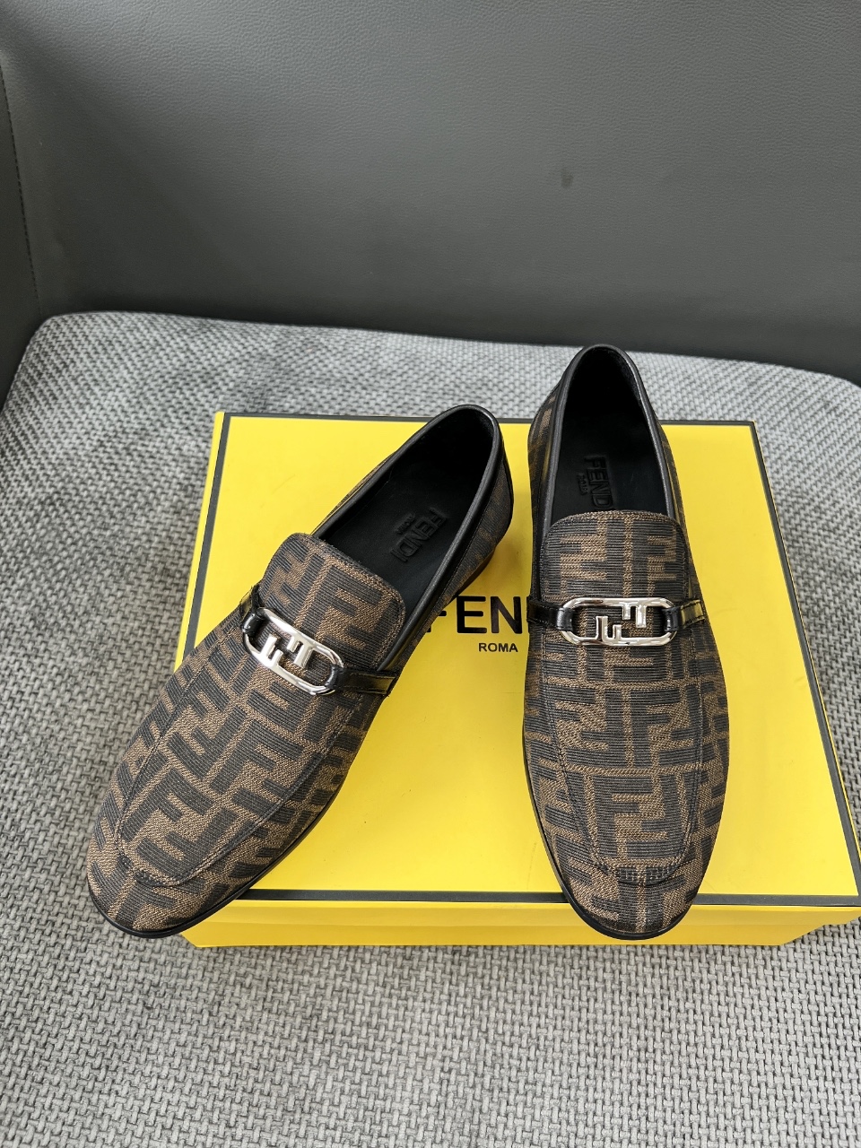 Fendi Men's FF canvas and Leather Loafer