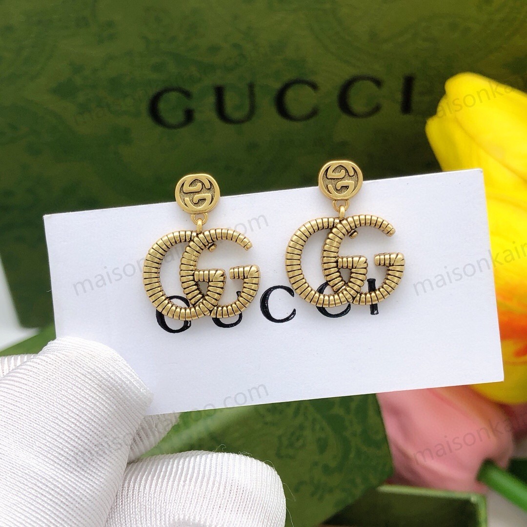 Gucci Textured Double G Dangle Earrings - KAIROO