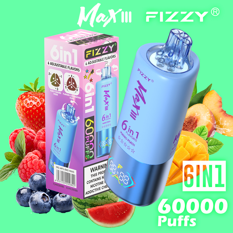 Fizzy Max III 60K Disposable Vape 6-in-1 Flavor (5%, 60000 Puffs)