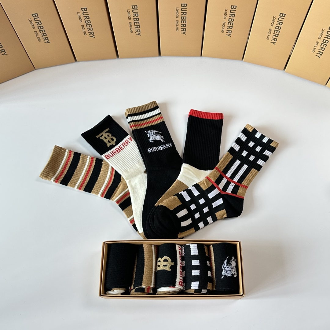 Burberry Check Wool Socks ( 5 pairs)