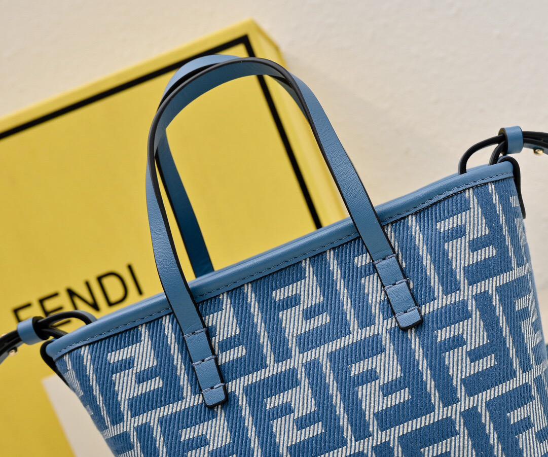 FENDI Roll Mini FF Denim jacquard mini Tote bag