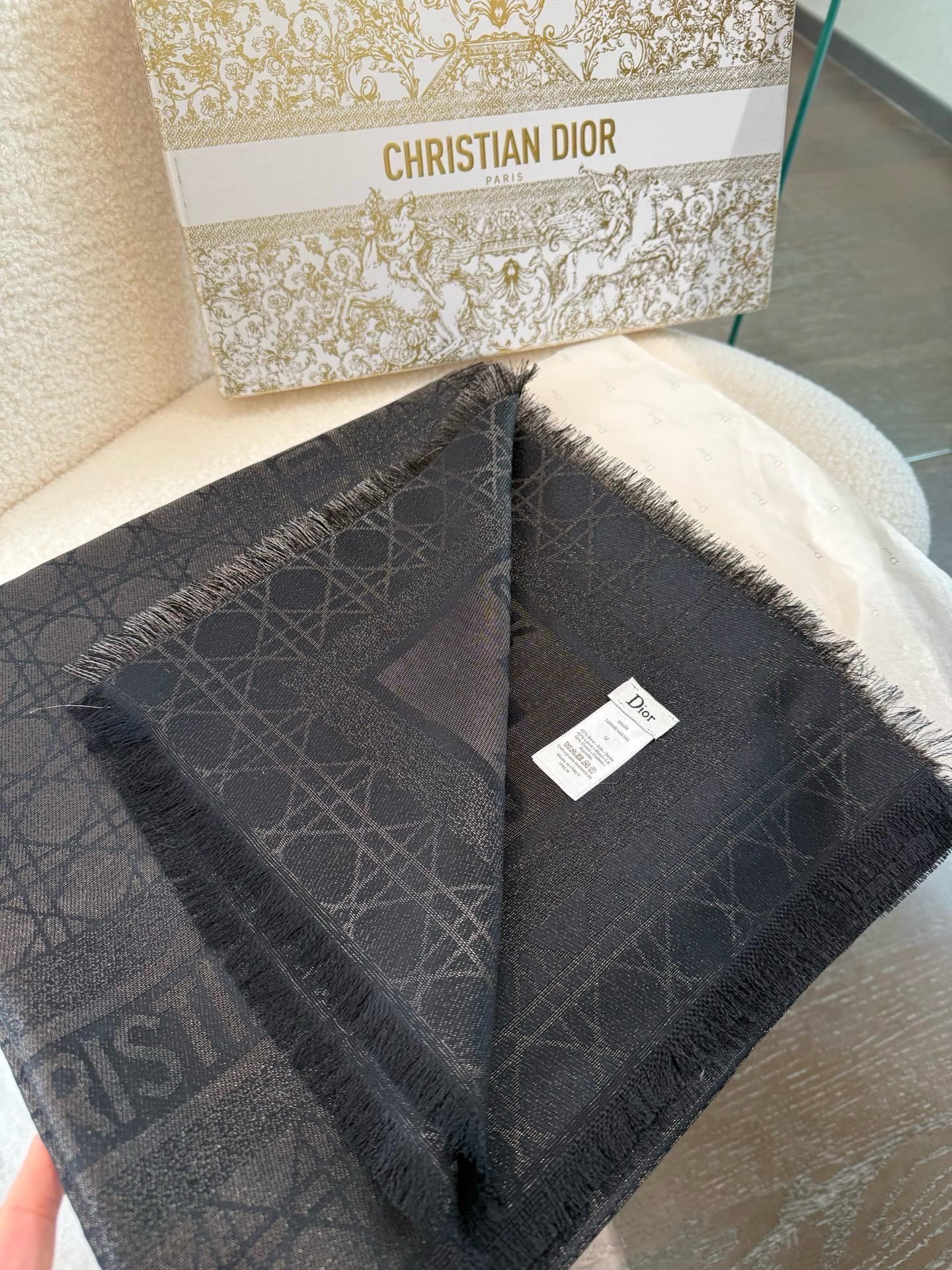 Dior Cannage Cashmere and Silk Shawl 140