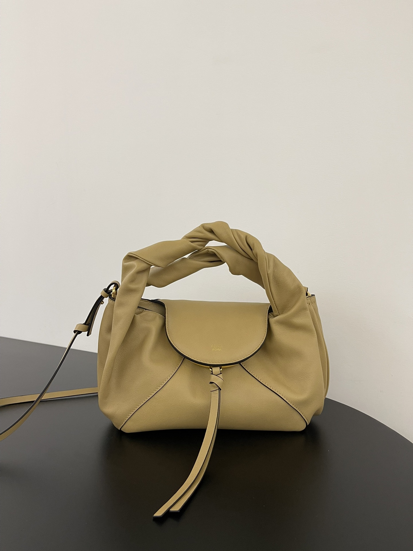 Fend Smalll Spy Bag in Beige Leather