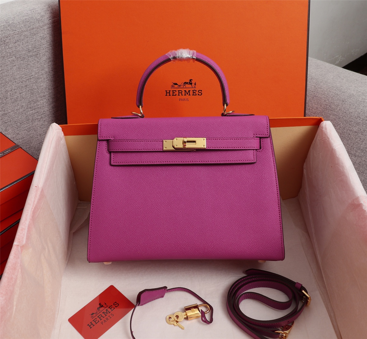 Hermes Kelly Gold Buckle Bag-Epsom