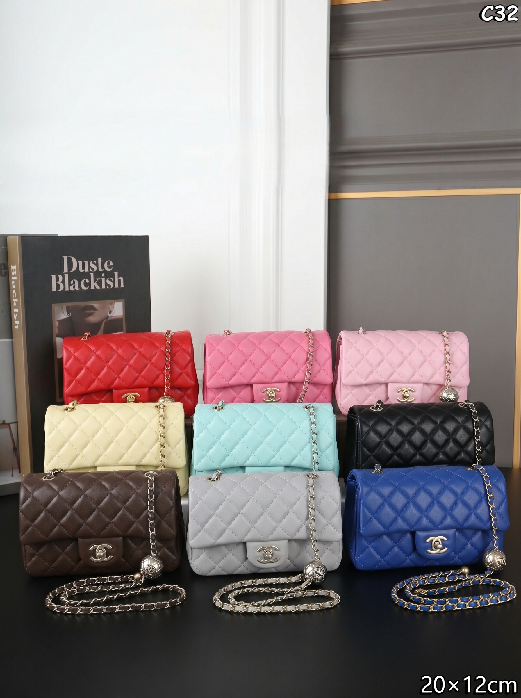 Chanel Mini CF 20CM Silver Ball Pearl Crush Quilted Leather Flap Chain Shoulder Bag - KAIROO