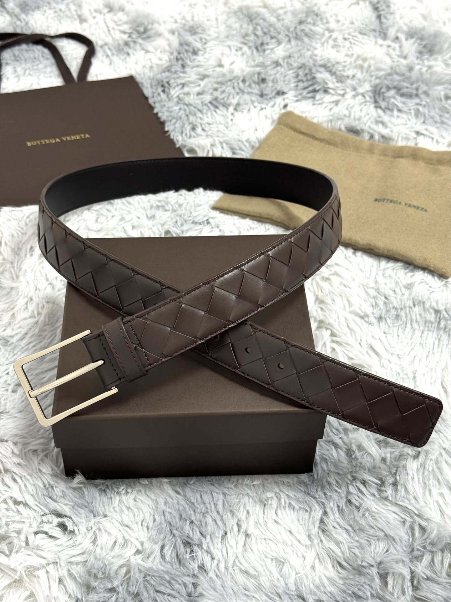 Bottega Veneta Intrecciato Leather Belt 3.5cm