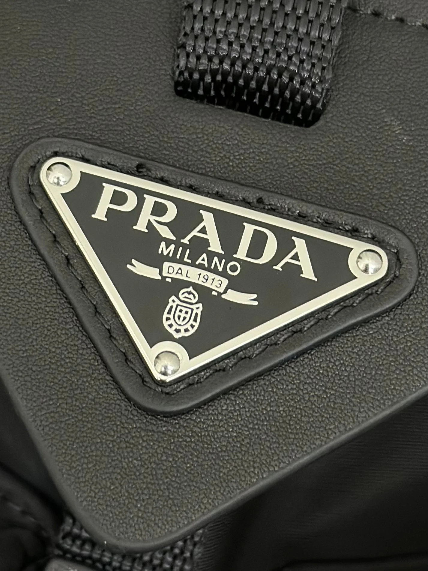 Prada TRIANGLE LOGO BACKPACK 42 IN BLACK RE-NYLON