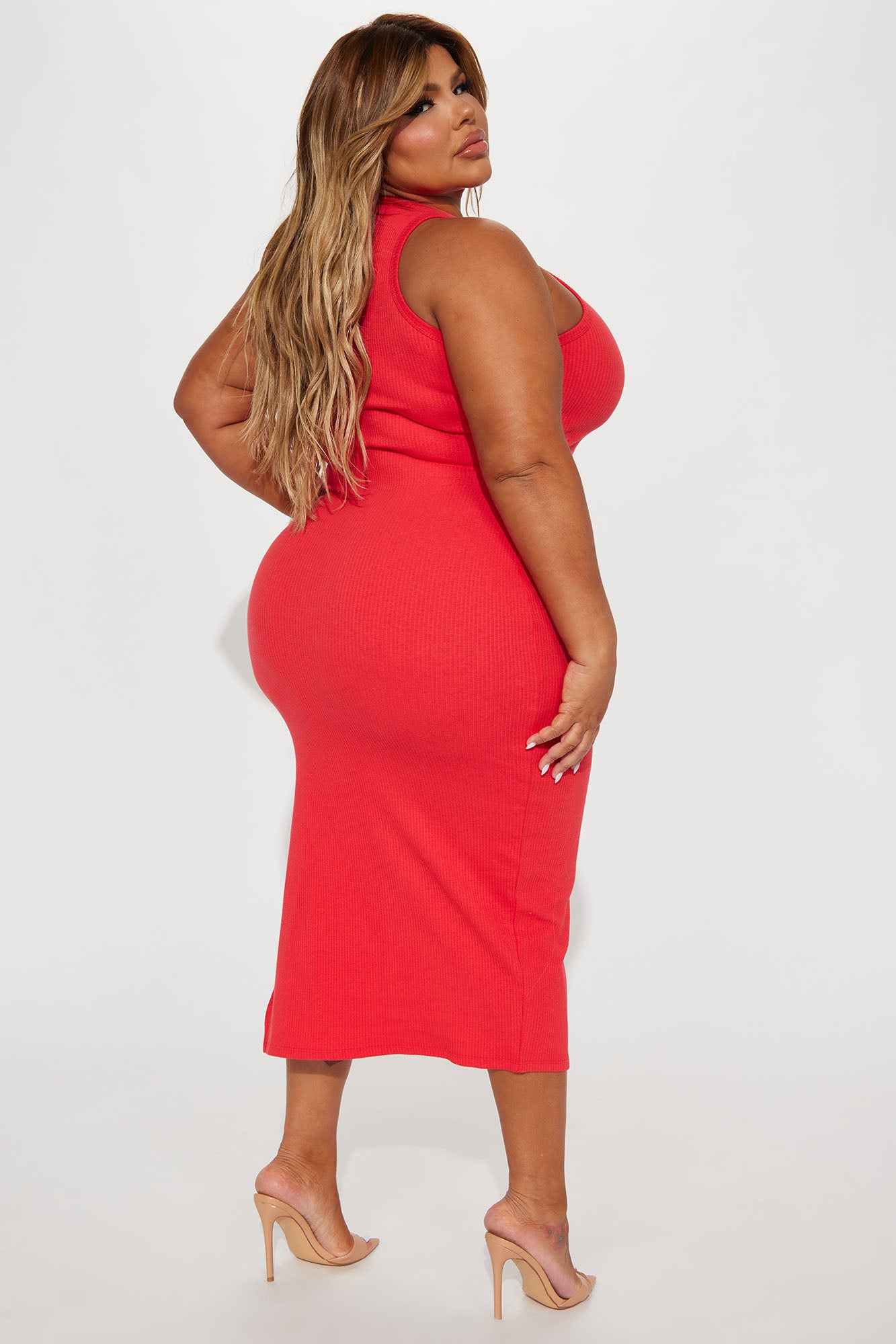 Casual Outing Midi Dress - Red