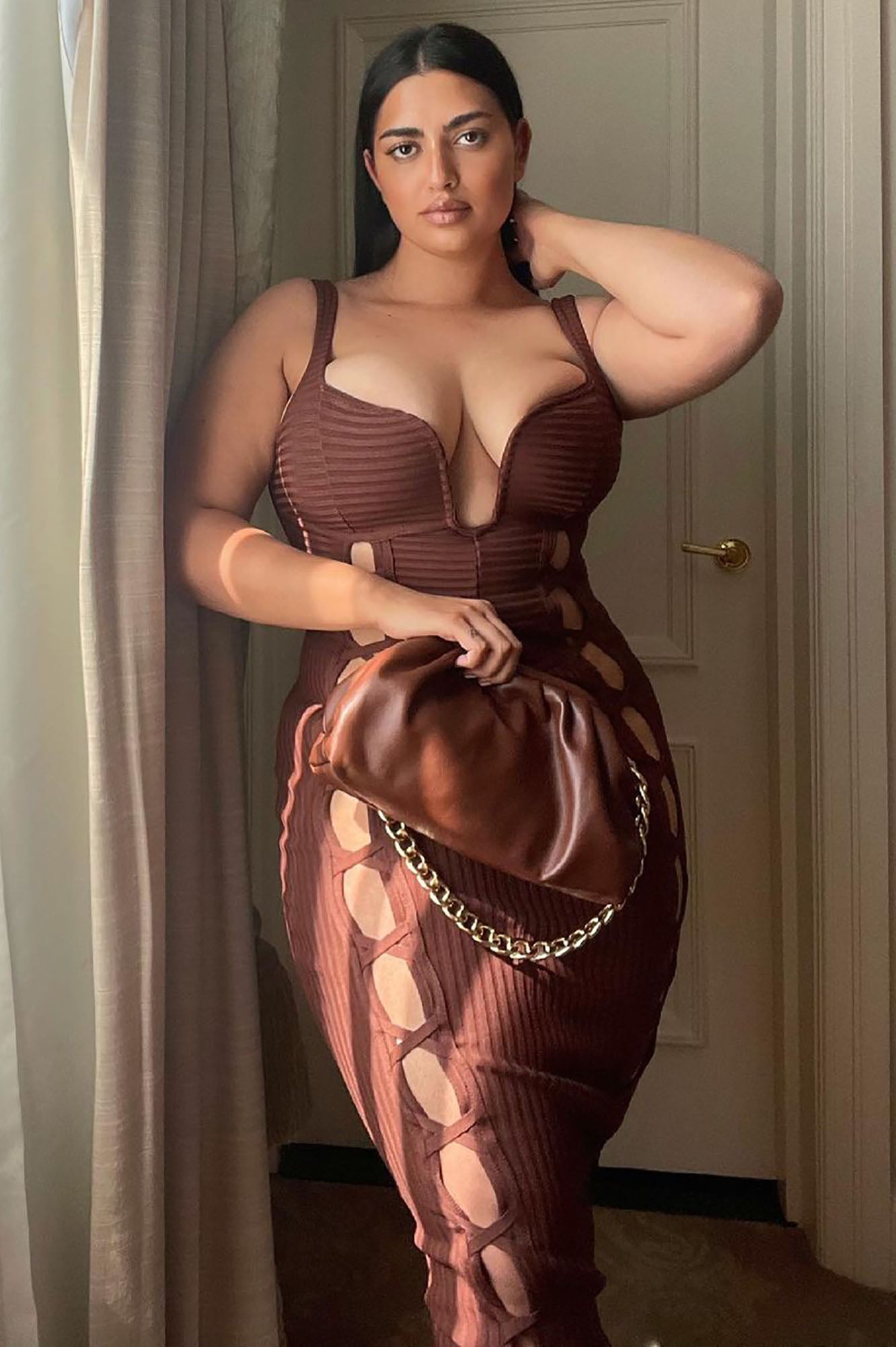 No Cuts Given Bandage Midi Dress - Brown