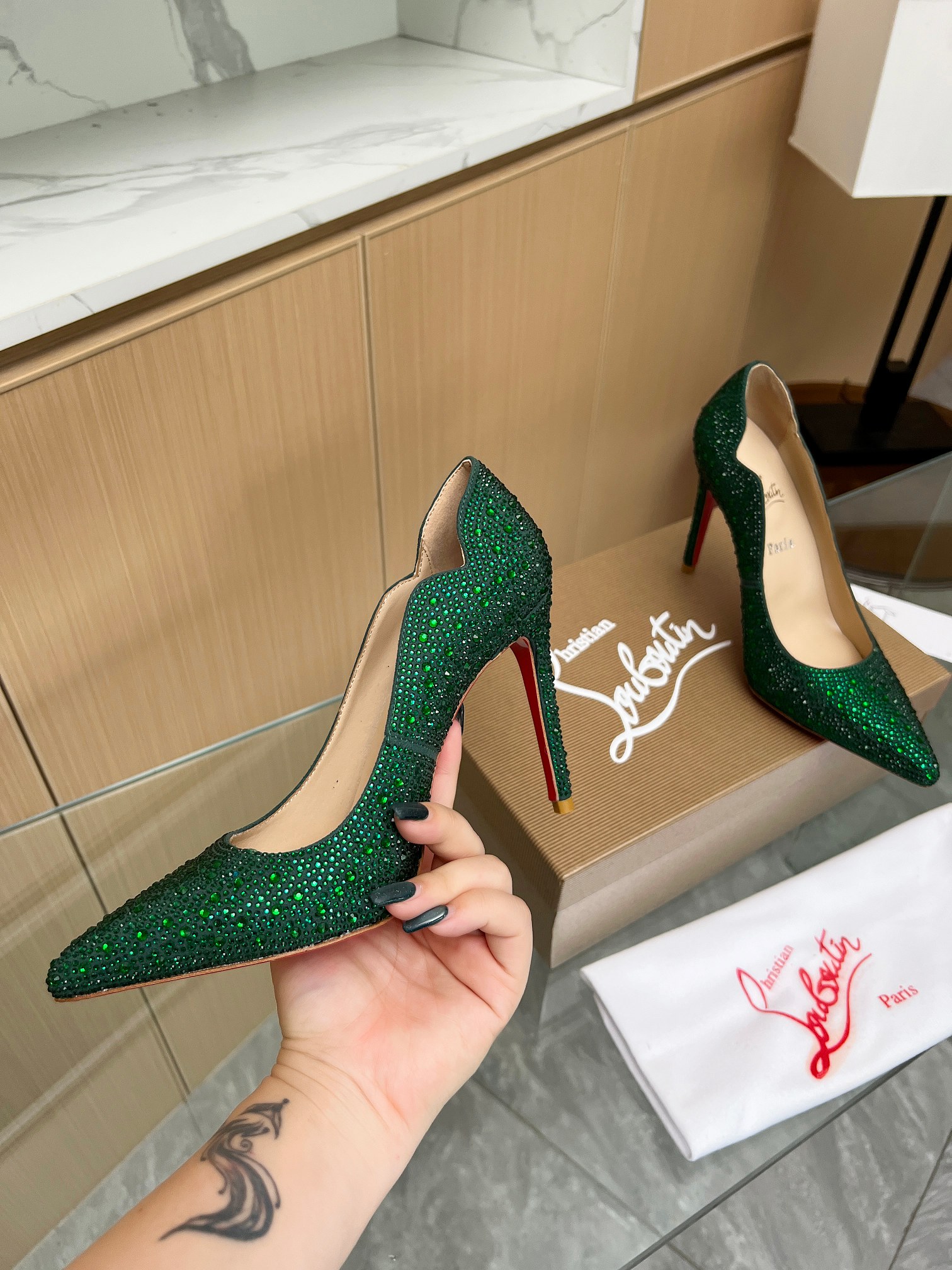 Christian Louboutin Crystals Leather Pump