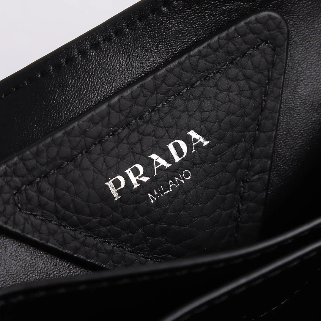 Prada 18 DYNAMIQUE LOGO TOTE BAG IN BLACK CALFSKIN
