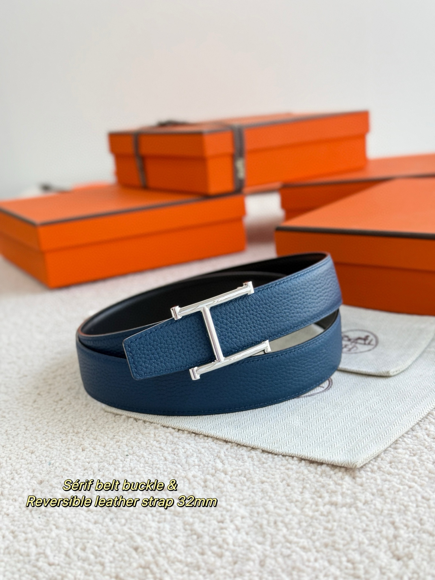 Hermes Serif Reversible leather belt 32mm