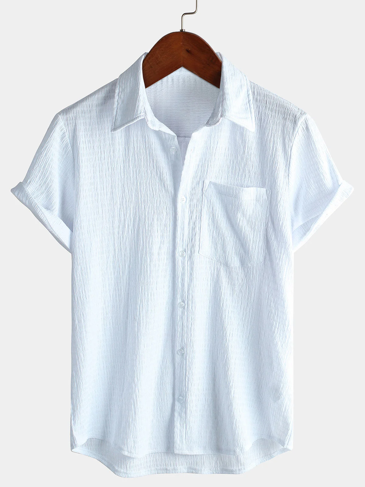 Men's Solid Color Casual Pocket Summer Short Sleeve Shirt