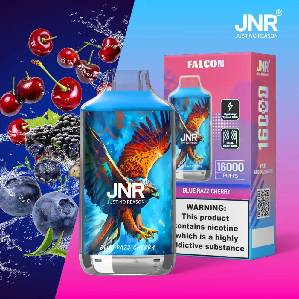 JNR Falcon 16K Rechargeable Disposable Vape – Blue Razz Cherry