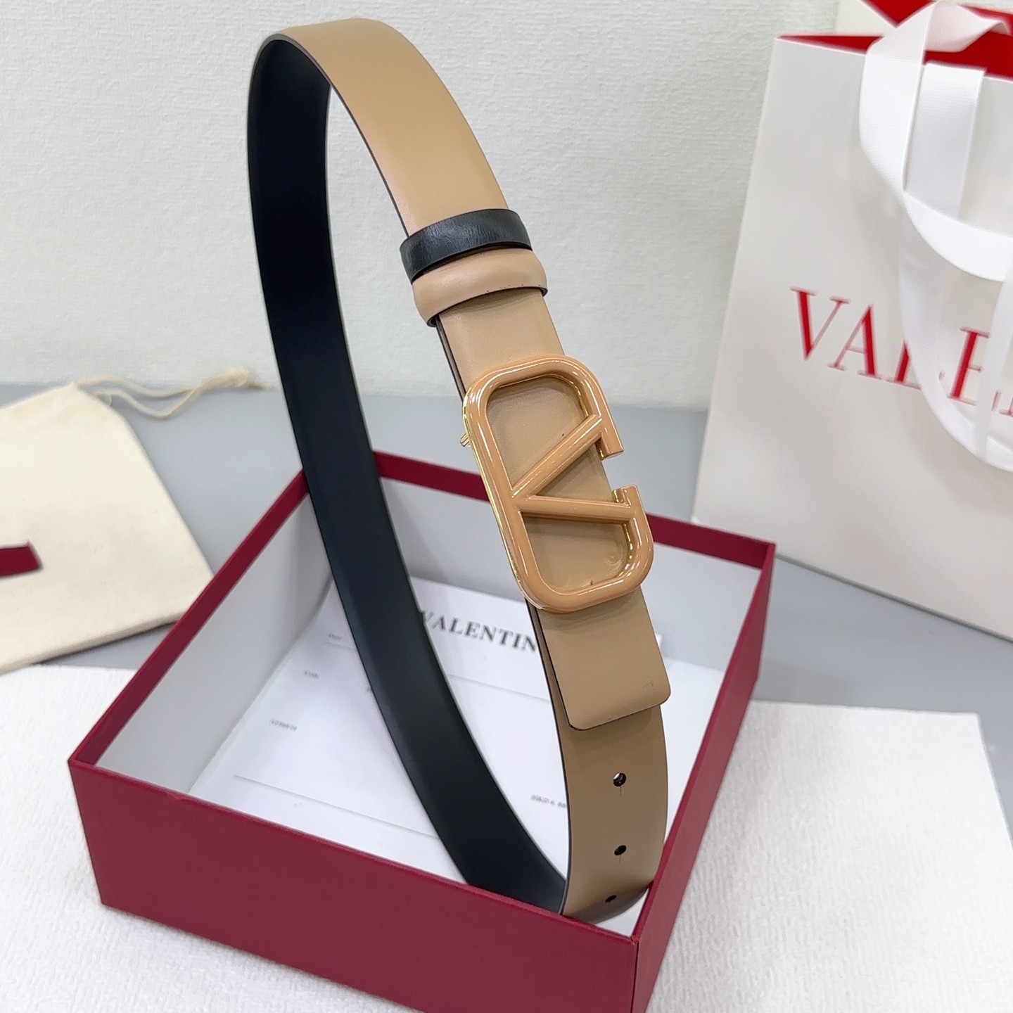 Valentino Reversible Leather Belt 3cm