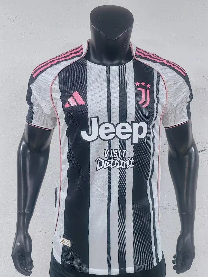 2025-26 Player Levver Juventus Home Black and White Soccer Jersey 1:1 Thai Quality