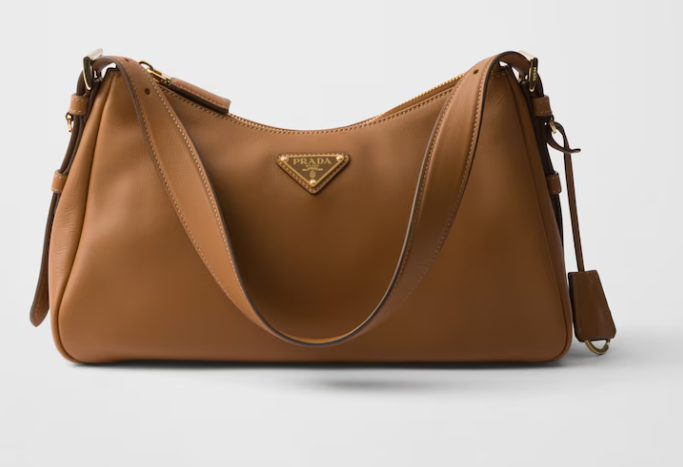 Prada Aimée medium leather shoulder bag-Carmel 1BC229